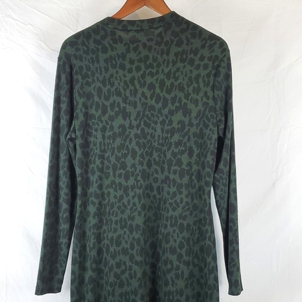 Whistles Animal Jersey Dress Green Leopard Print - Picture 9 of 10